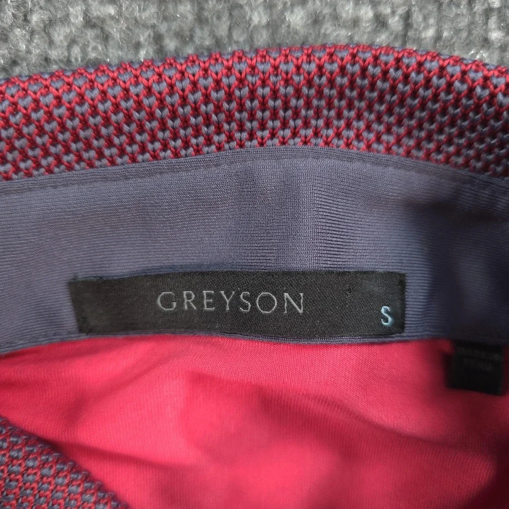 Greyson Polo Shirt Mens Small Red Geometric Print Golf Performance Stretch Prep